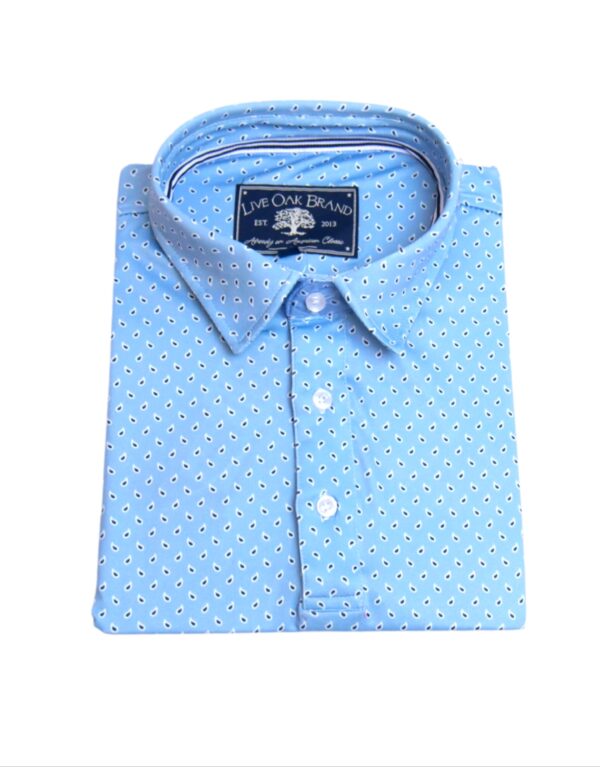 LIVE OAK BRAND-MEN'S PAISLEY PERFORMANCE POLO, CAROLINA BLUE