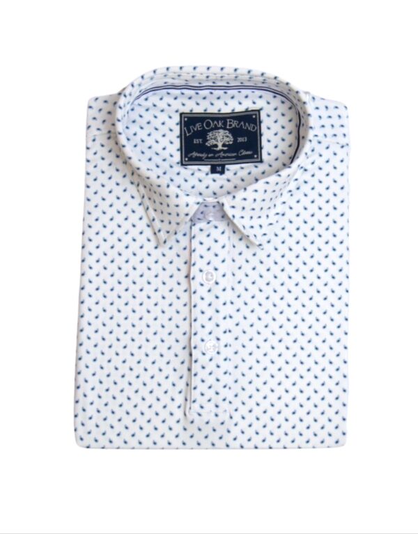 LIVE OAK BRAND-MEN'S PAISLEY PERFORMANCE POLO, WHITE