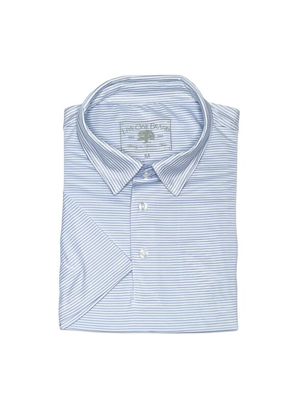 LIVE OAK BRAND-MEN'S STRIPED SS PERFORMANCE POLO, BEL AIR BLUE