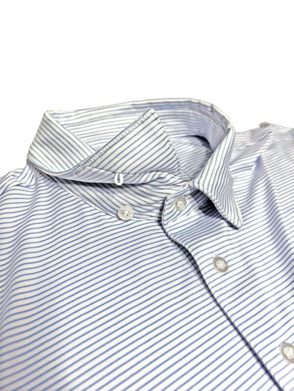 LIVE OAK BRAND-MEN'S STRIPED SS PERFORMANCE POLO, BEL AIR BLUE - Image 4